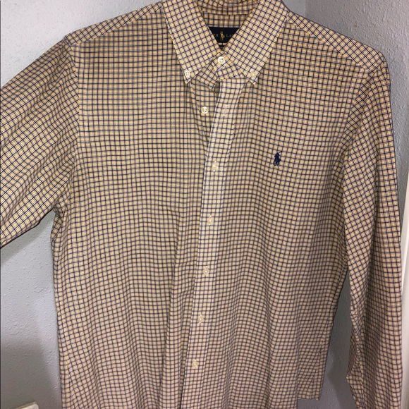 Polo Ralph Lauren- Yellow/Black long sleeve button down, sz medium, light use - Picture 2 of 6